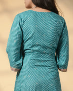 Pure Cotton Leheriya Kurti – Electric Azure