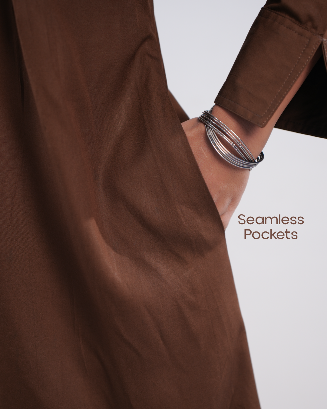 Classic Collared Glazed  Cotton Straight Fit Dress - Mocha Dusk