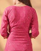 Pure Cotton Leheriya & Bandhani Kurti – Rose Raga