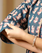 Pure Cotton Block Print Kurti – Midnight Echo