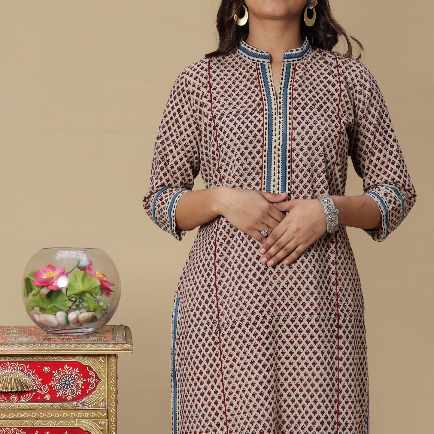 Tulip Ajrakh Hand Block Kurta