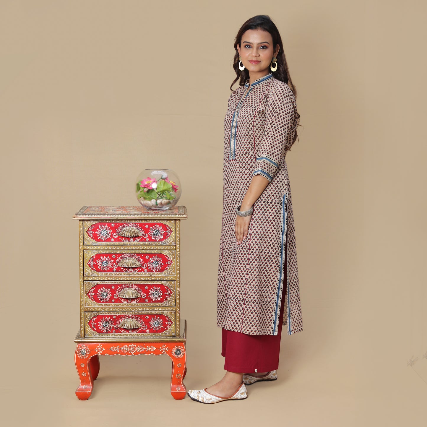 Tulip Ajrakh Hand Block Kurta