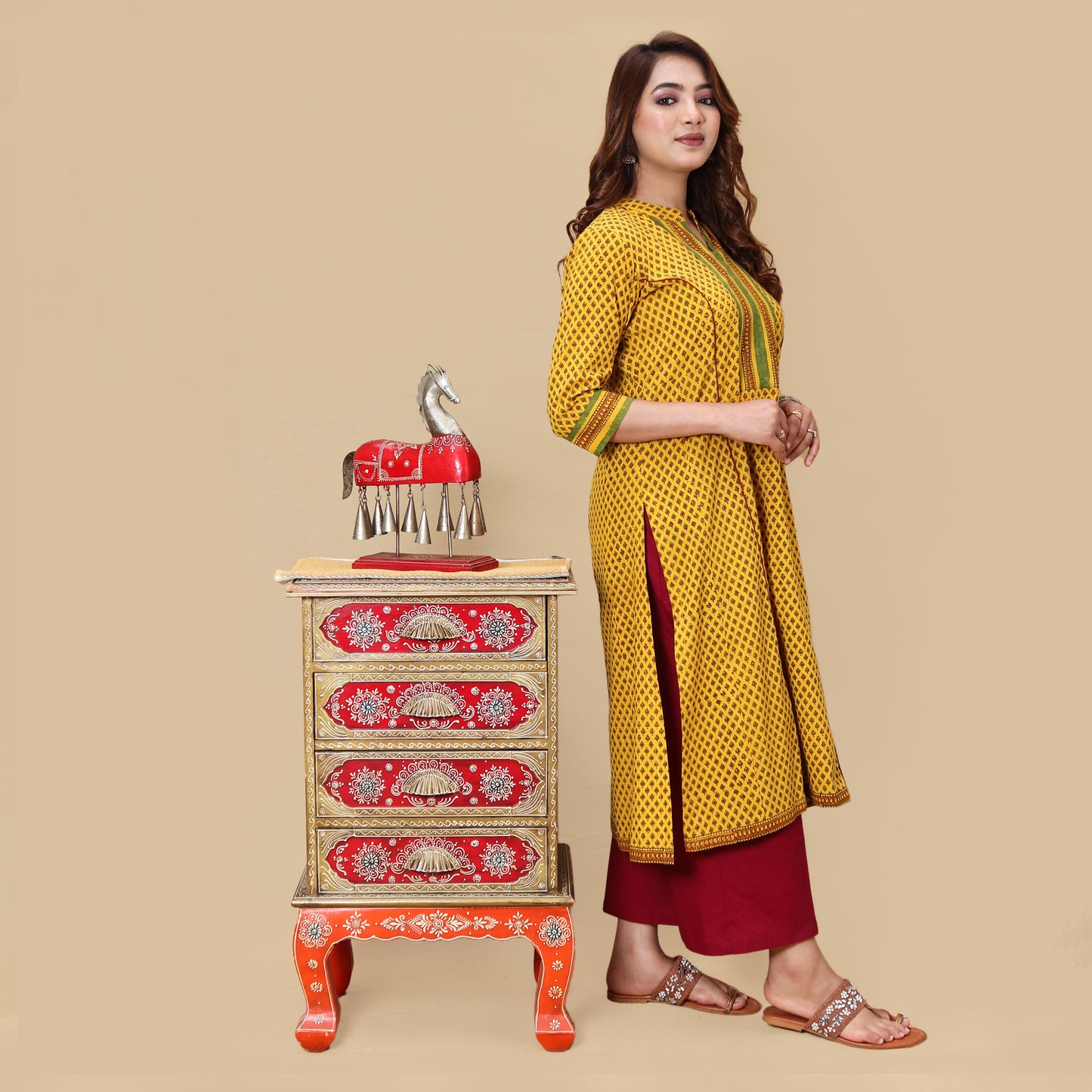 Sun & Sand Tulip Ajrakh Hand Block Kurta