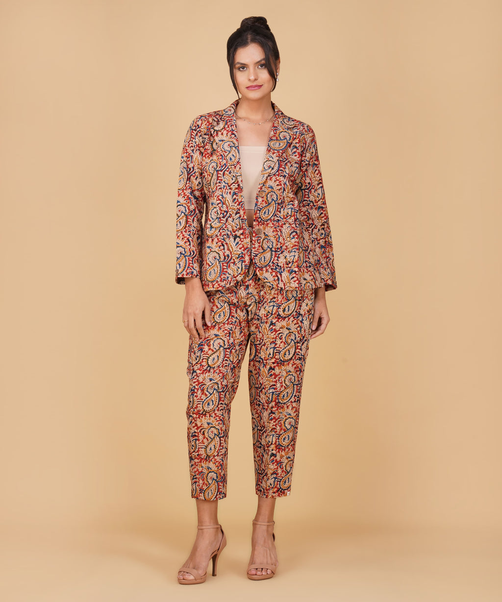 Rosewood Paisley Kalamkari Blazer Set