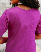 Classic V-Neck Cotton Midi Dress with Pockets - Rose Blush