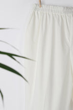 Off-White Cotton Pant with Lace Design
