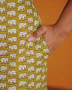 Green Safari Block Dress (Sleeveless) - Citrus Mist