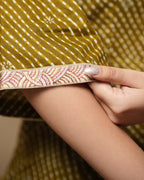 Pure Cotton Leheriya Kurti – Mehendi Whisper