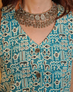 Pure Cotton Worli Art Indie Vest - Indigo Raga