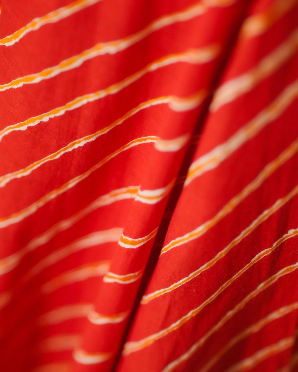 Pure Cotton Leheriya Kurti – Crimson Stripes