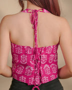 Pure cotton block print Indie Vest- Lotus Pink