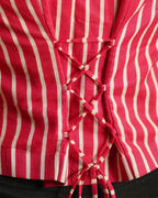 Pure Cotton Striped Indie Vest – Electric Rose