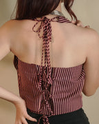 Pure Cotton Striped Indie Vest – Vintage Maroon