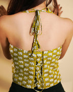 Pure cotton block print Indie Vest (Sleeveless) – Mustard Veil