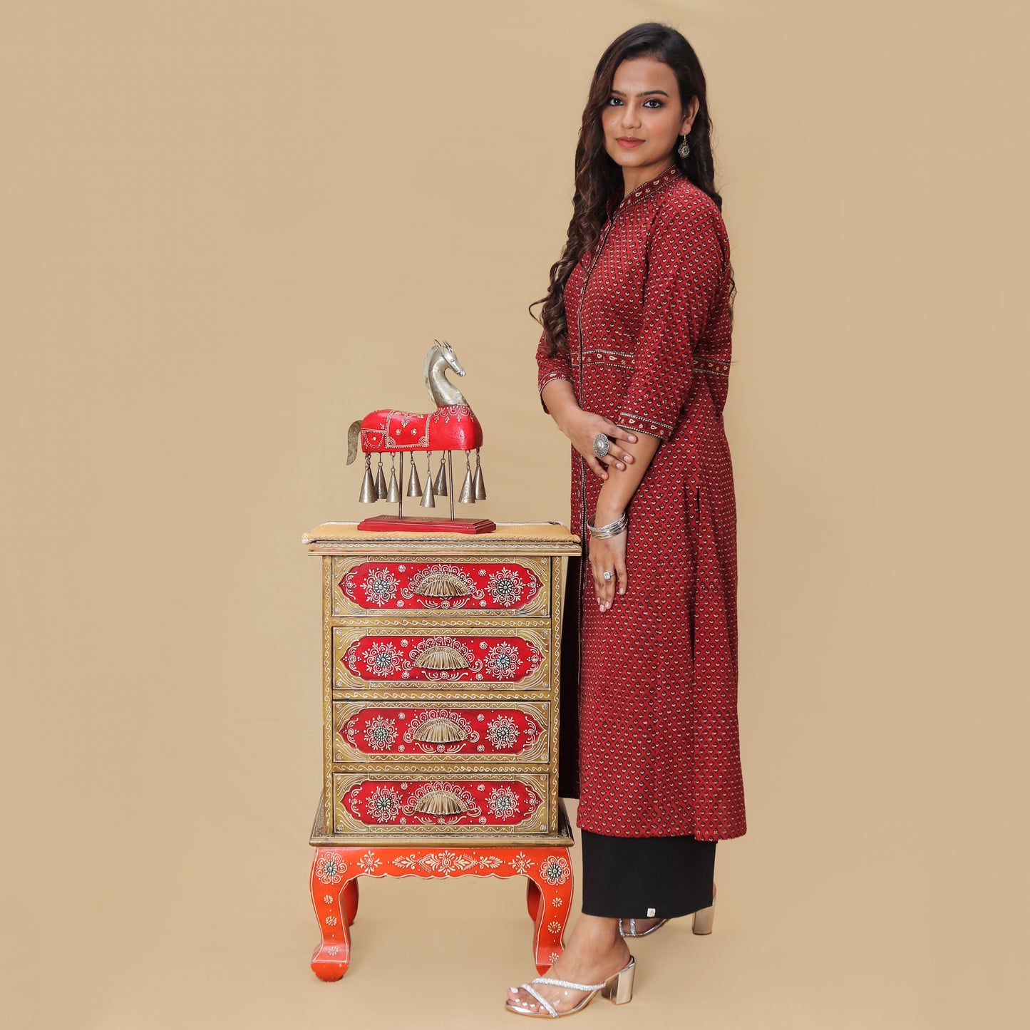 Sunset Tulip Ajrakh Hand Block Kurta