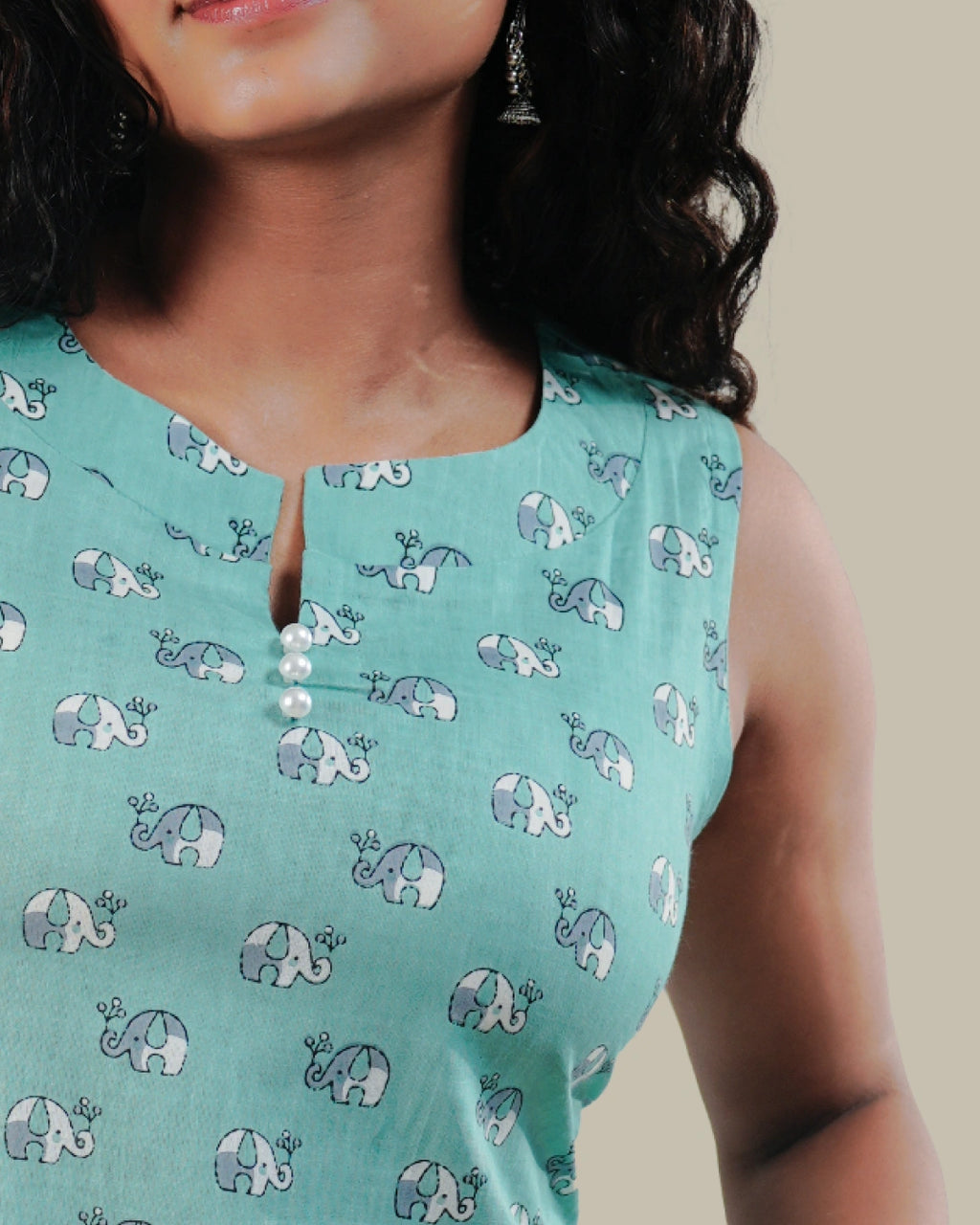 The Wanderer’s Print Dress (Sleeveless) - Mint Safari