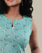 The Wanderer’s Print Dress (Sleeveless) - Mint Safari
