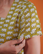 Green Safari Block Dress (short sleeves) - Citrus Mist