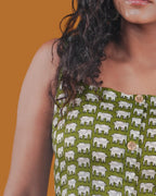 Green Safari Block Dress (Sleeveless) - Olivewood