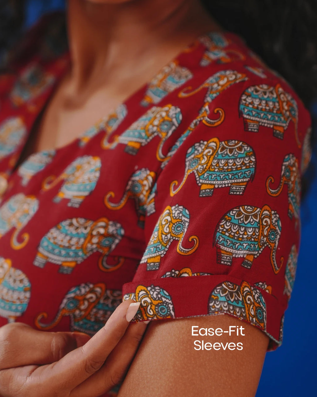 Jaipur Parade Hand Block Print Cotton Midi Dress(Short sleeves) - Burnt Coral