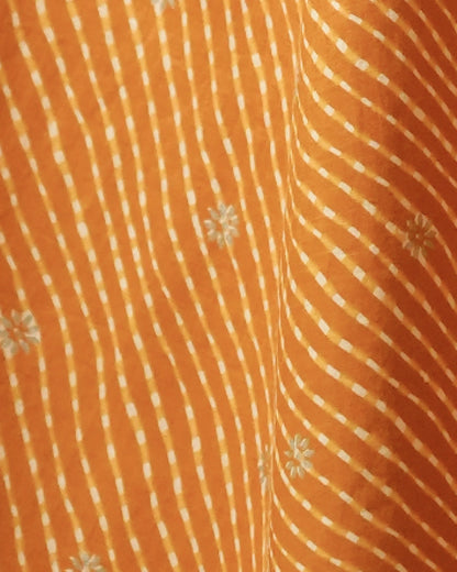 Pure Cotton Leheriya & Bandhani Kurti – Mustard Harmony