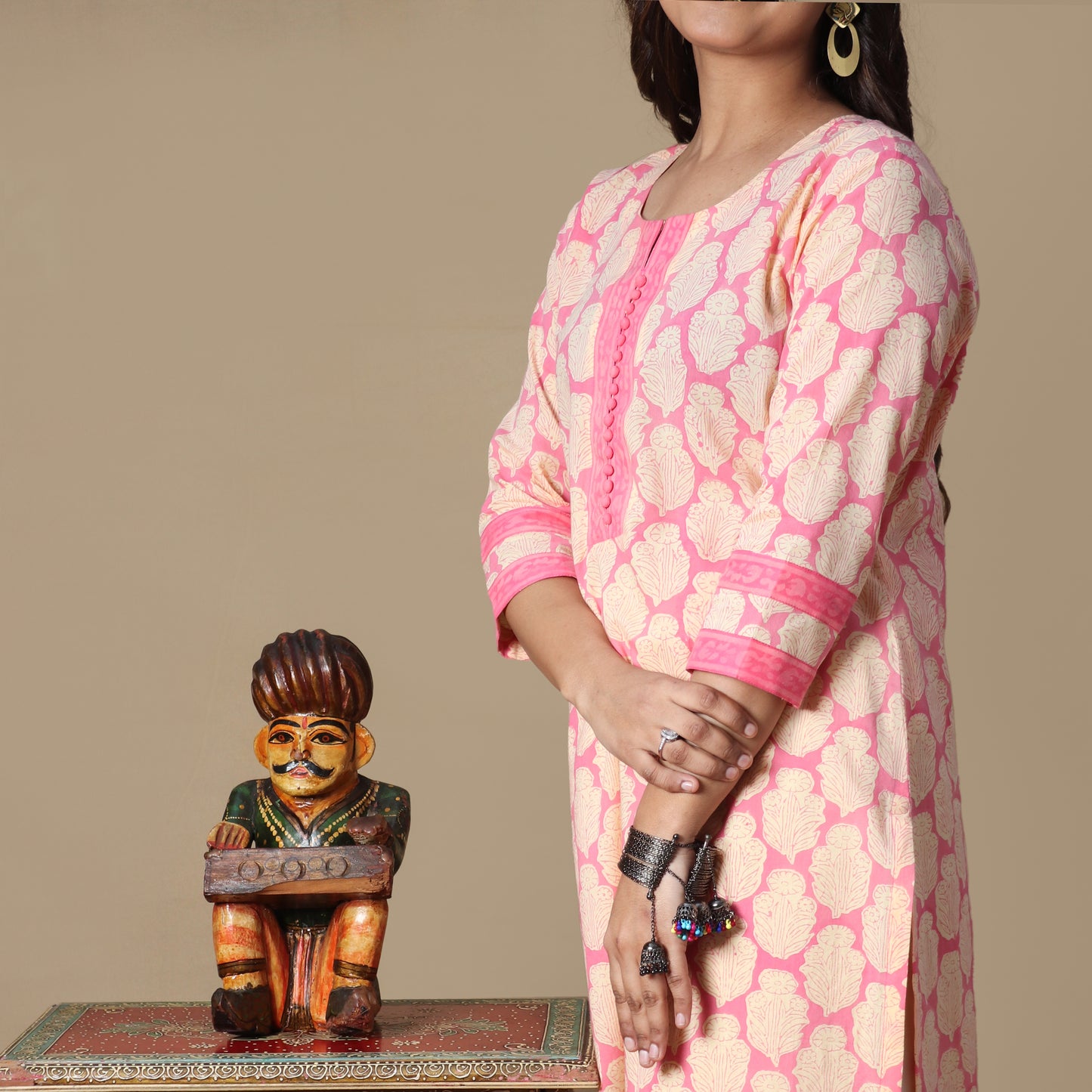 Blush Dabu Hand Block Kurta