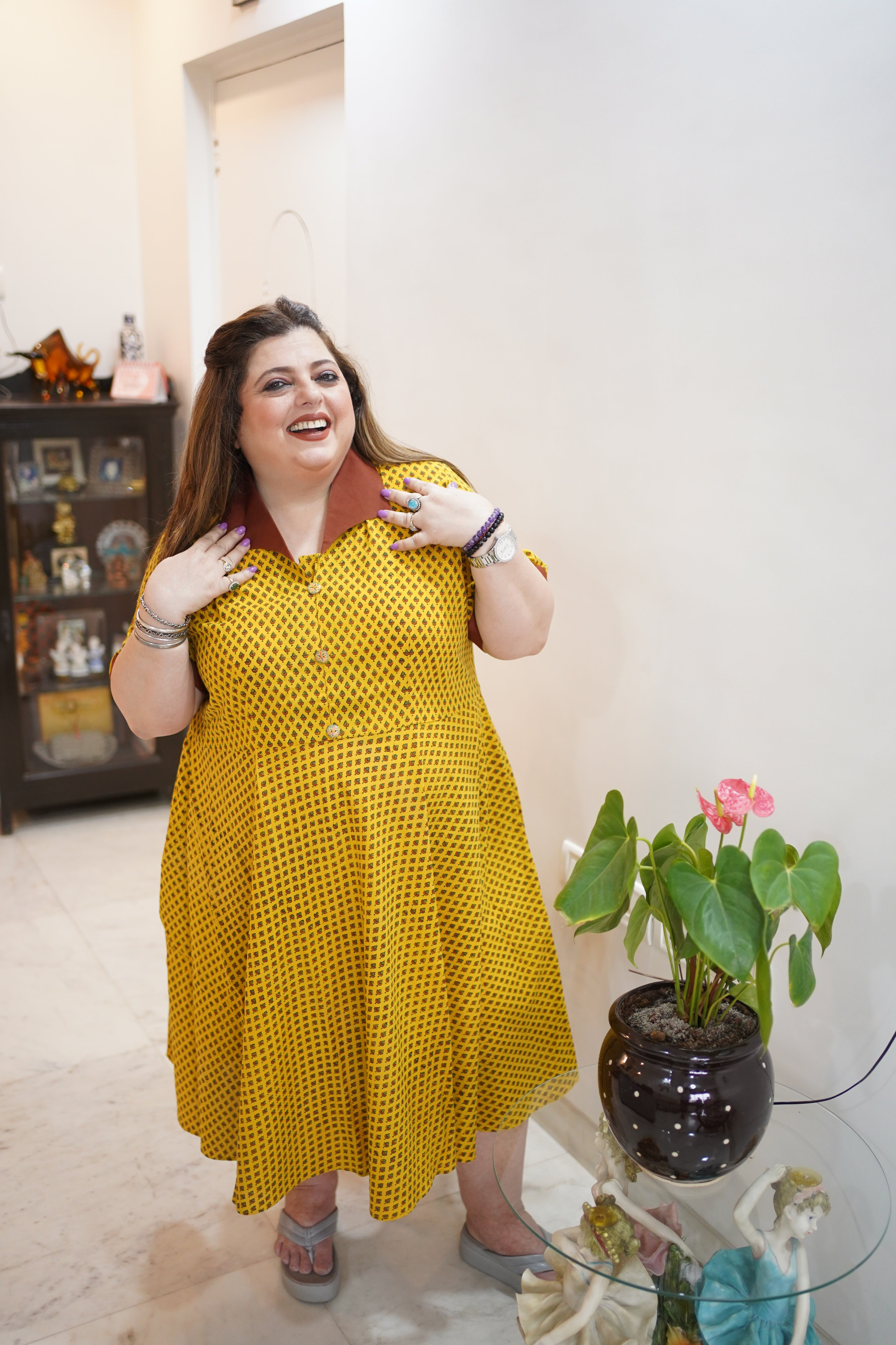 Tulip Ajrakh Collared Casual Dress