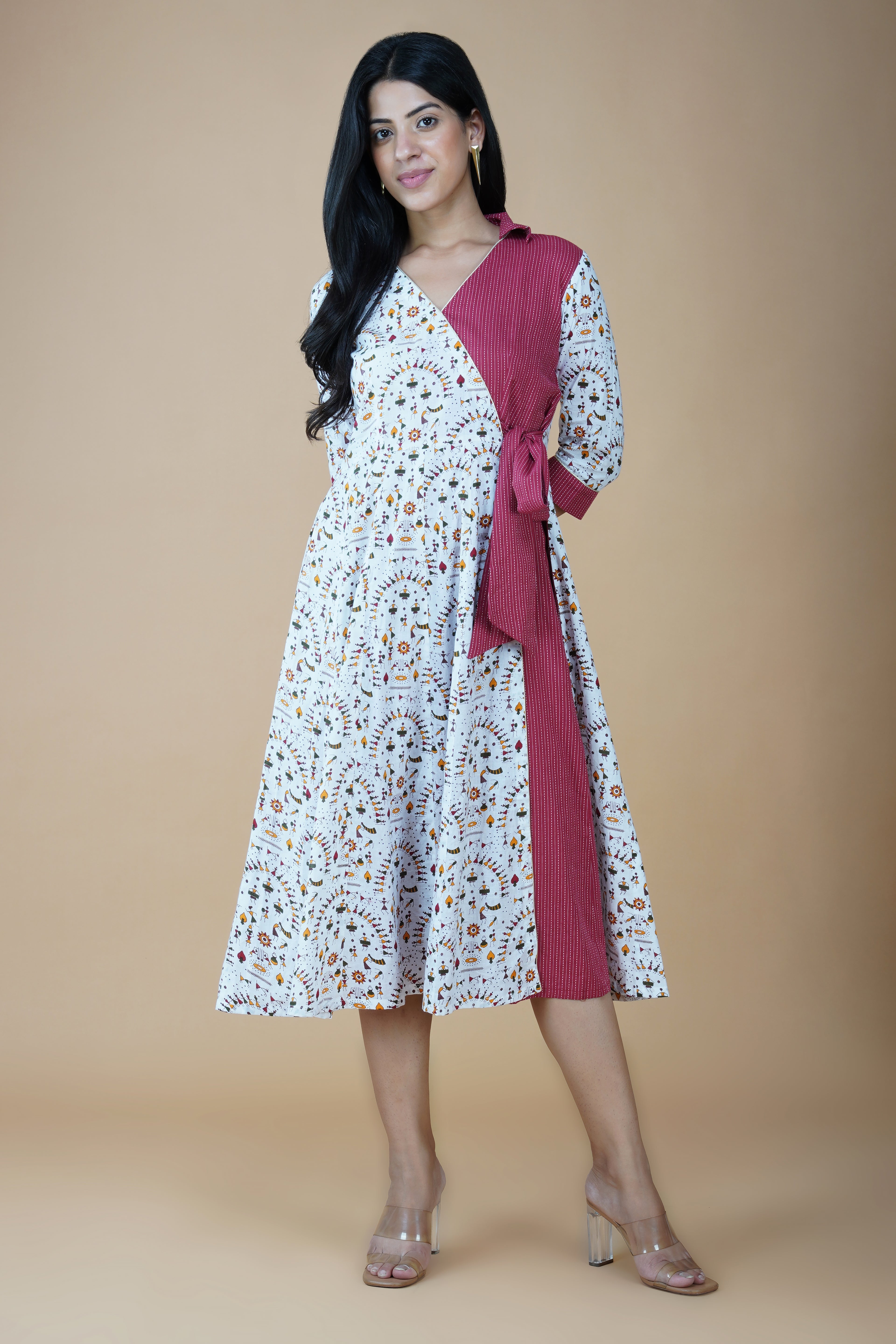 Worli Motifs Angrakha Dress