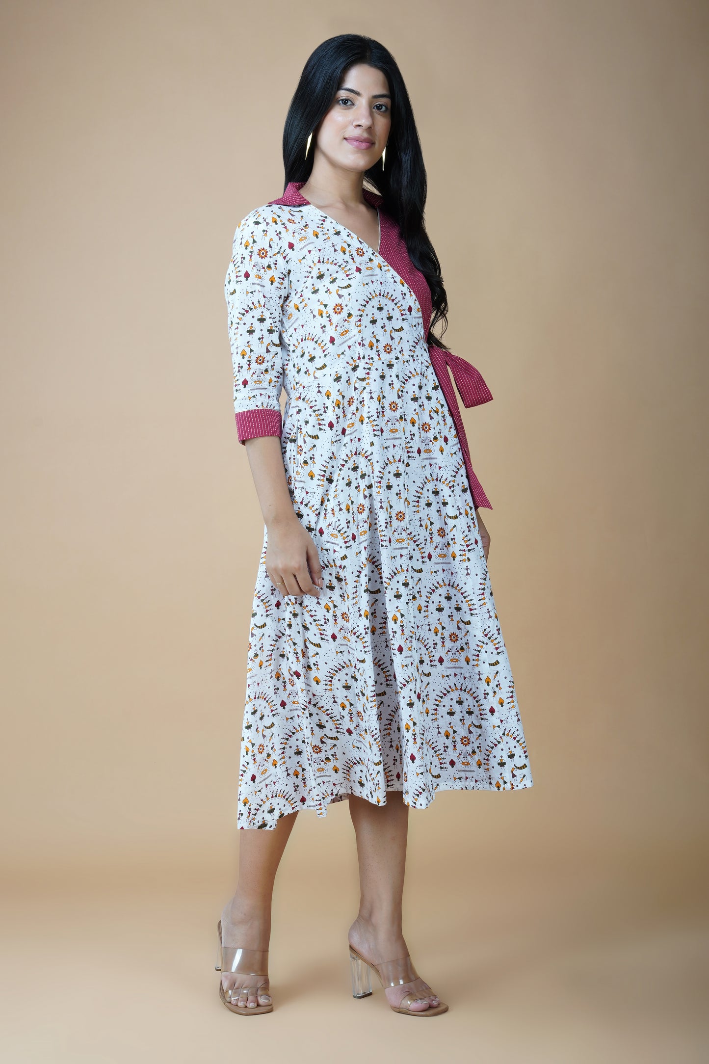 Worli Motifs Angrakha Dress