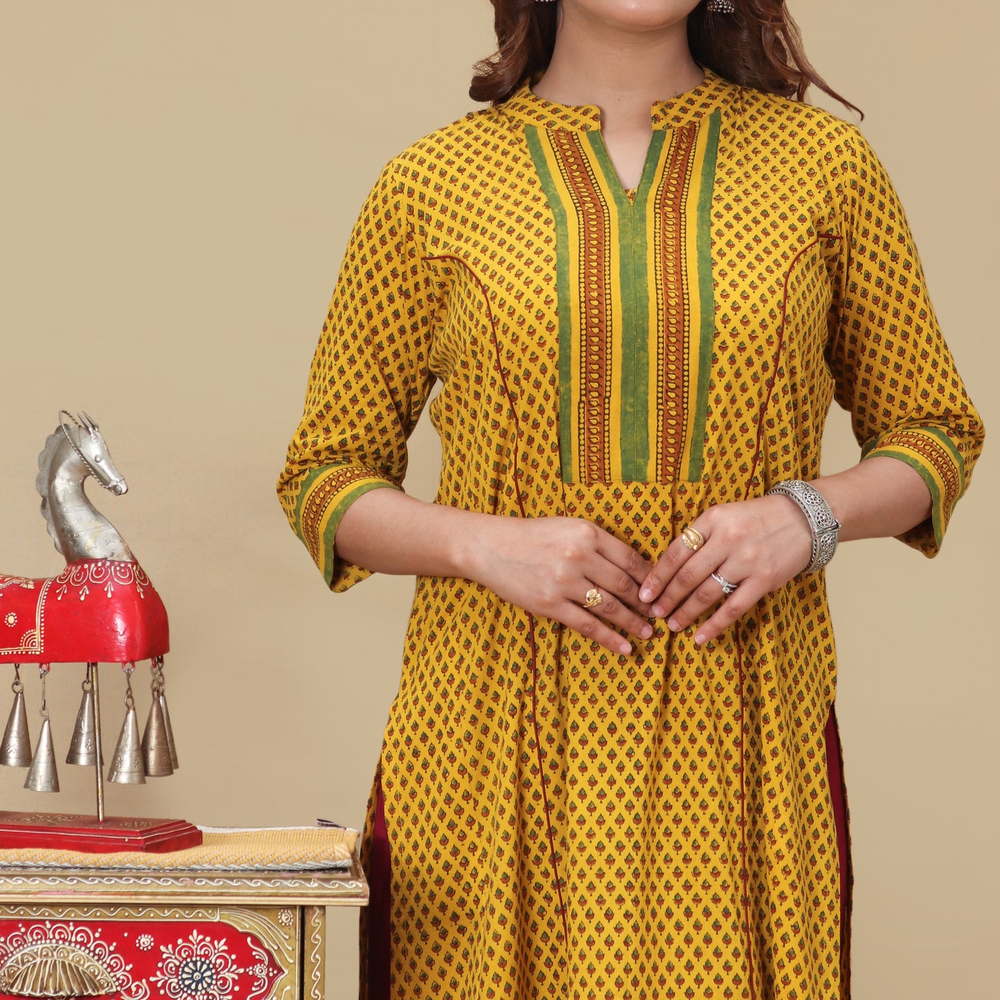 Sun & Sand Tulip Ajrakh Hand Block Kurta