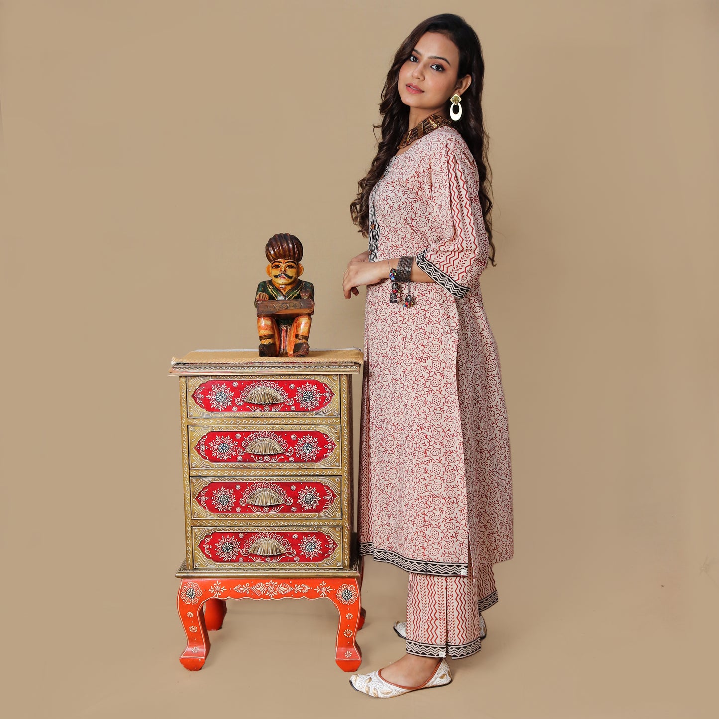 Delicate Floral Hand Block Kurta Pant Set