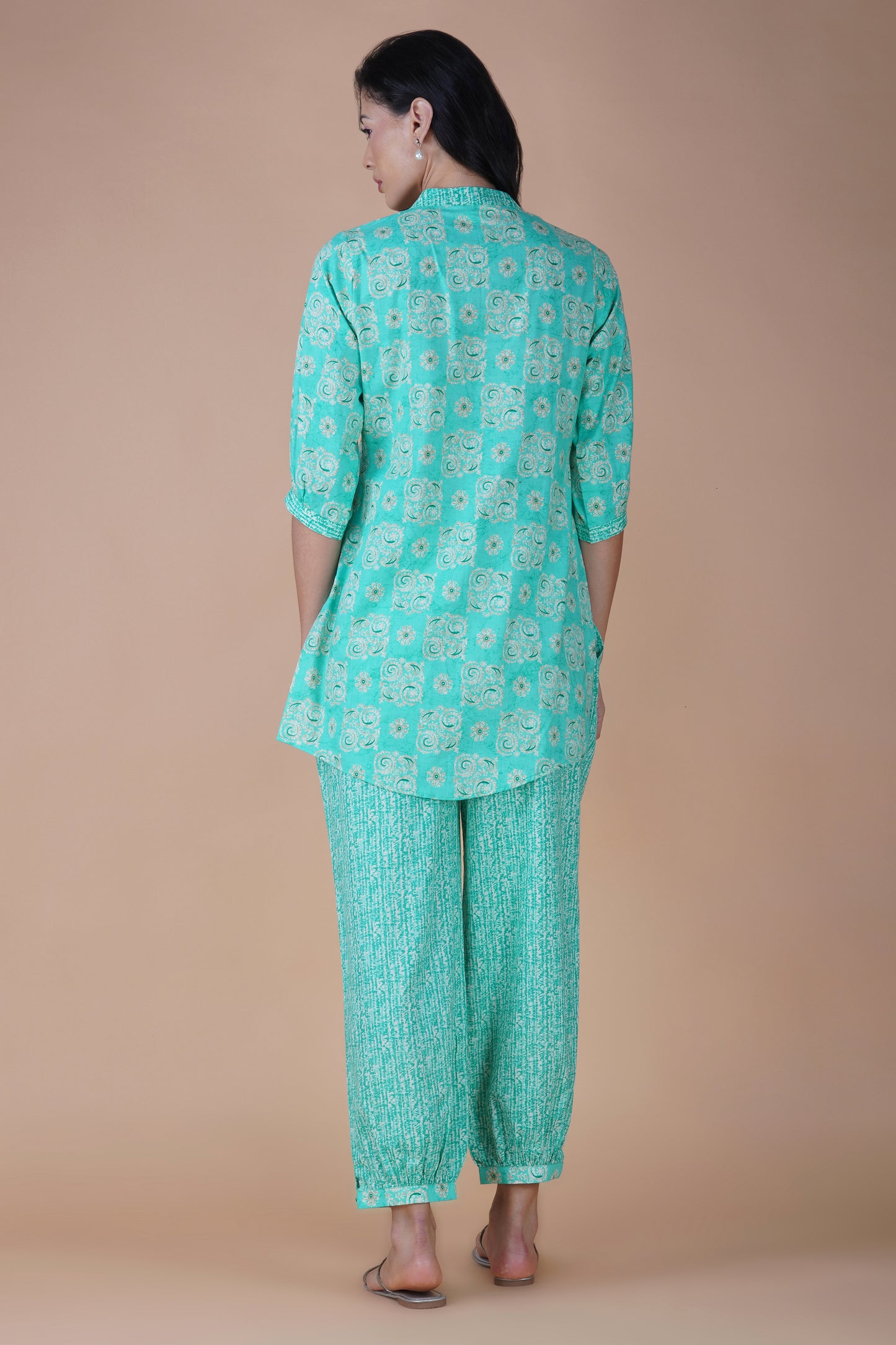 Aqua Floral Cotton Co-ord Set