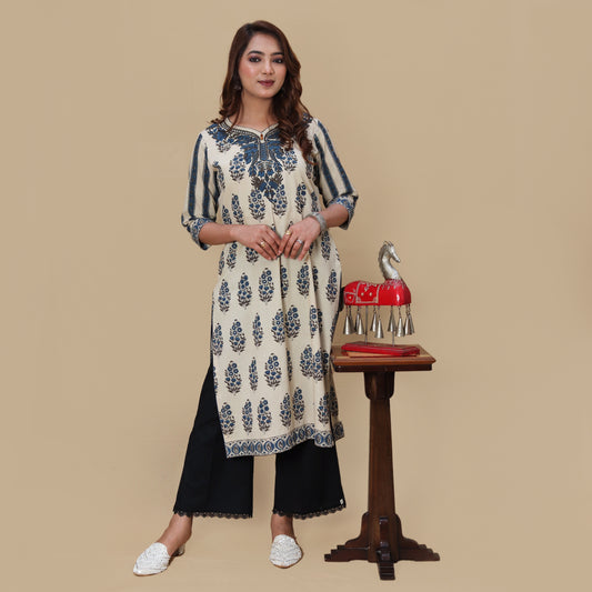 Bouquet Glory Ajrakh Hand Block Kurta