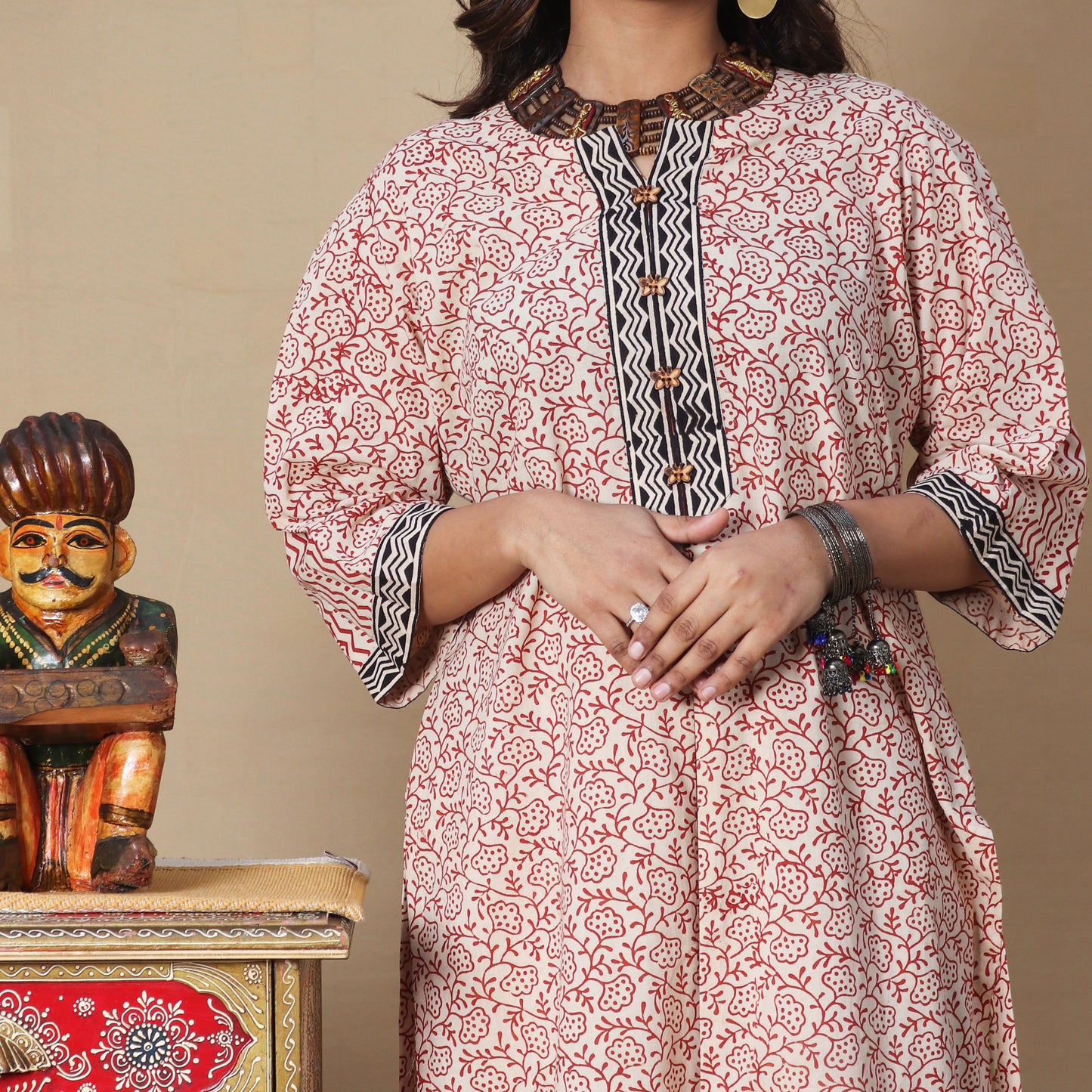 Delicate Floral Hand Block Kurta Pant Set