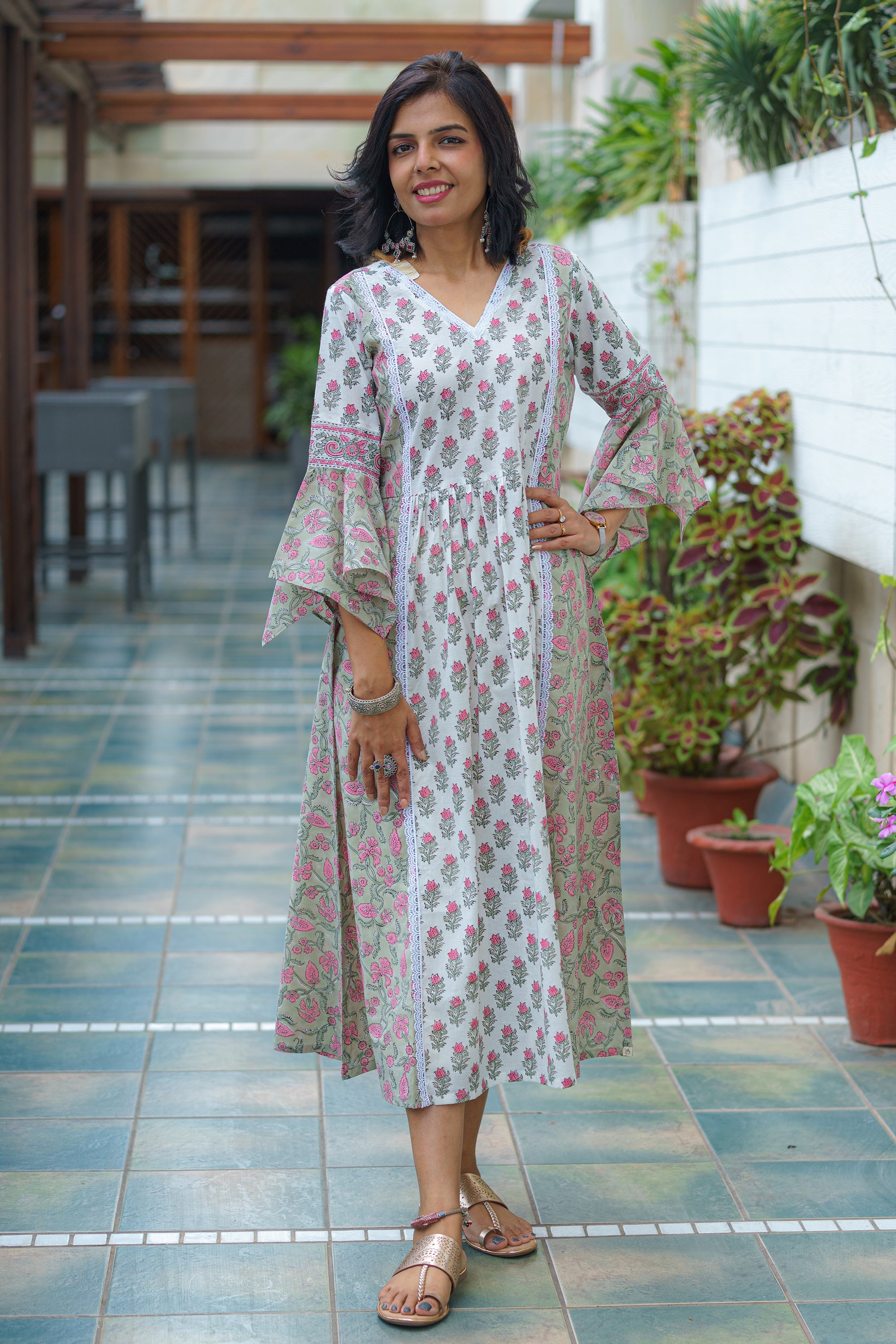 Sanganeri Floral Elegance Dress cum Kurta – tSucchi Traditions