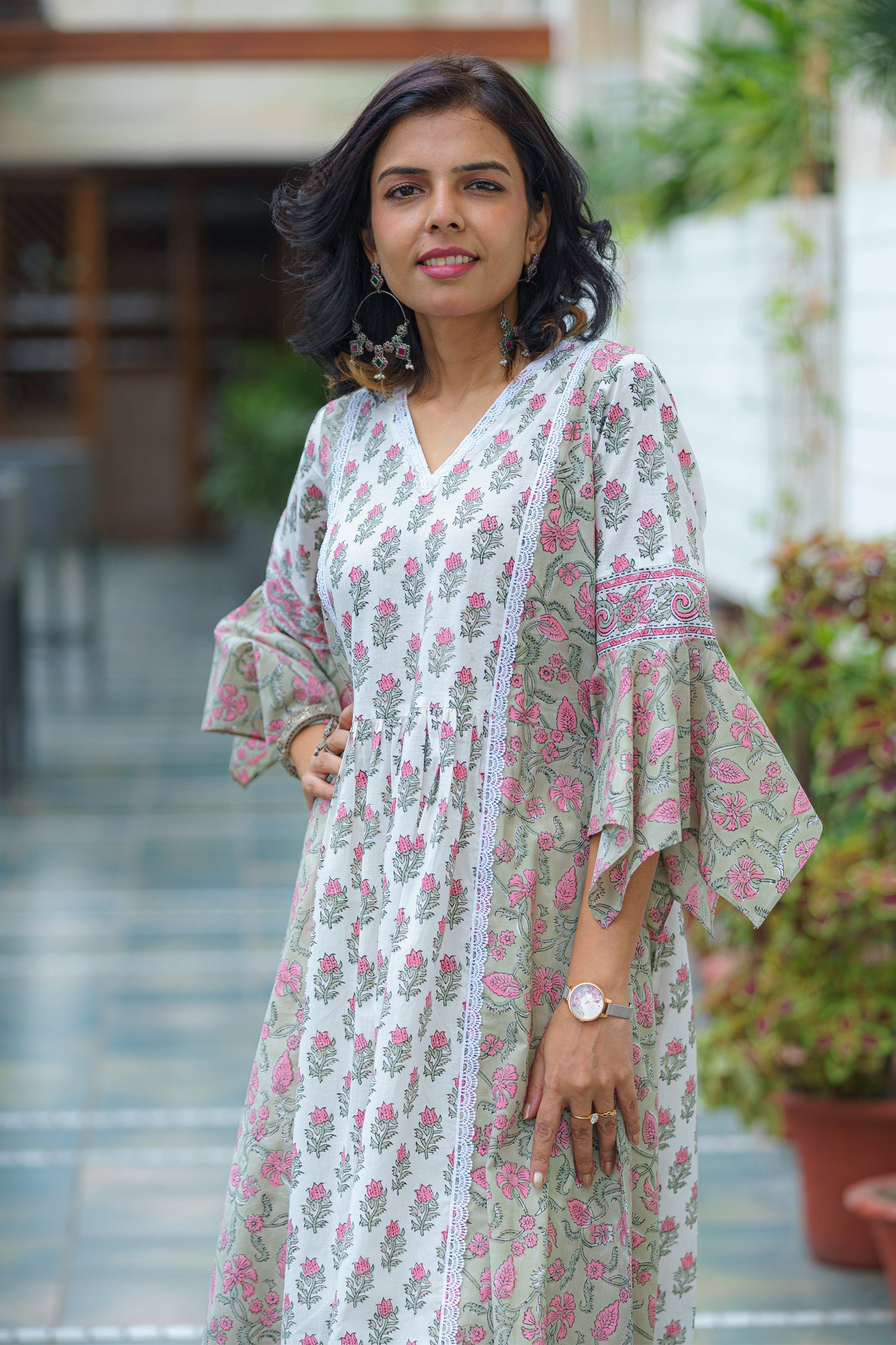 Sanganeri Floral Elegance Kurti