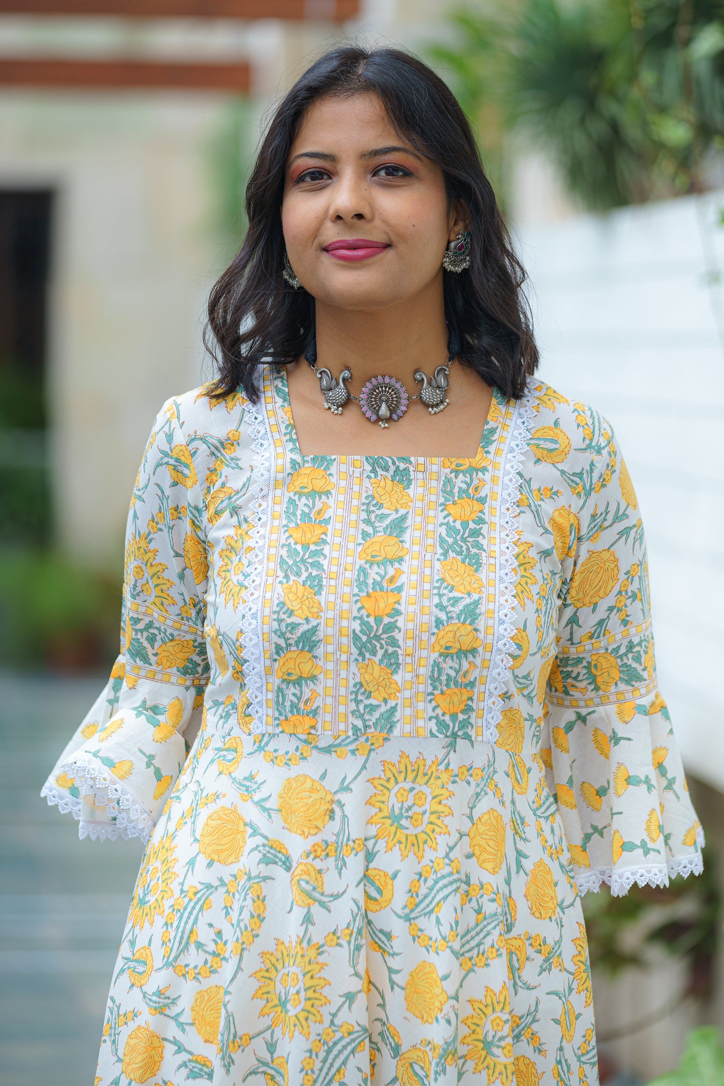 Sunshine Blooms Graceful Sanganeri Dress