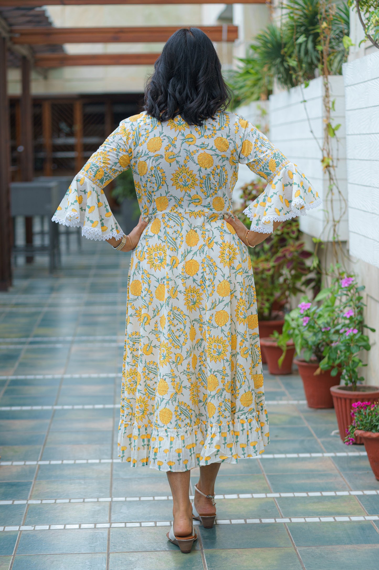 Sunshine Blooms Graceful Sanganeri Dress