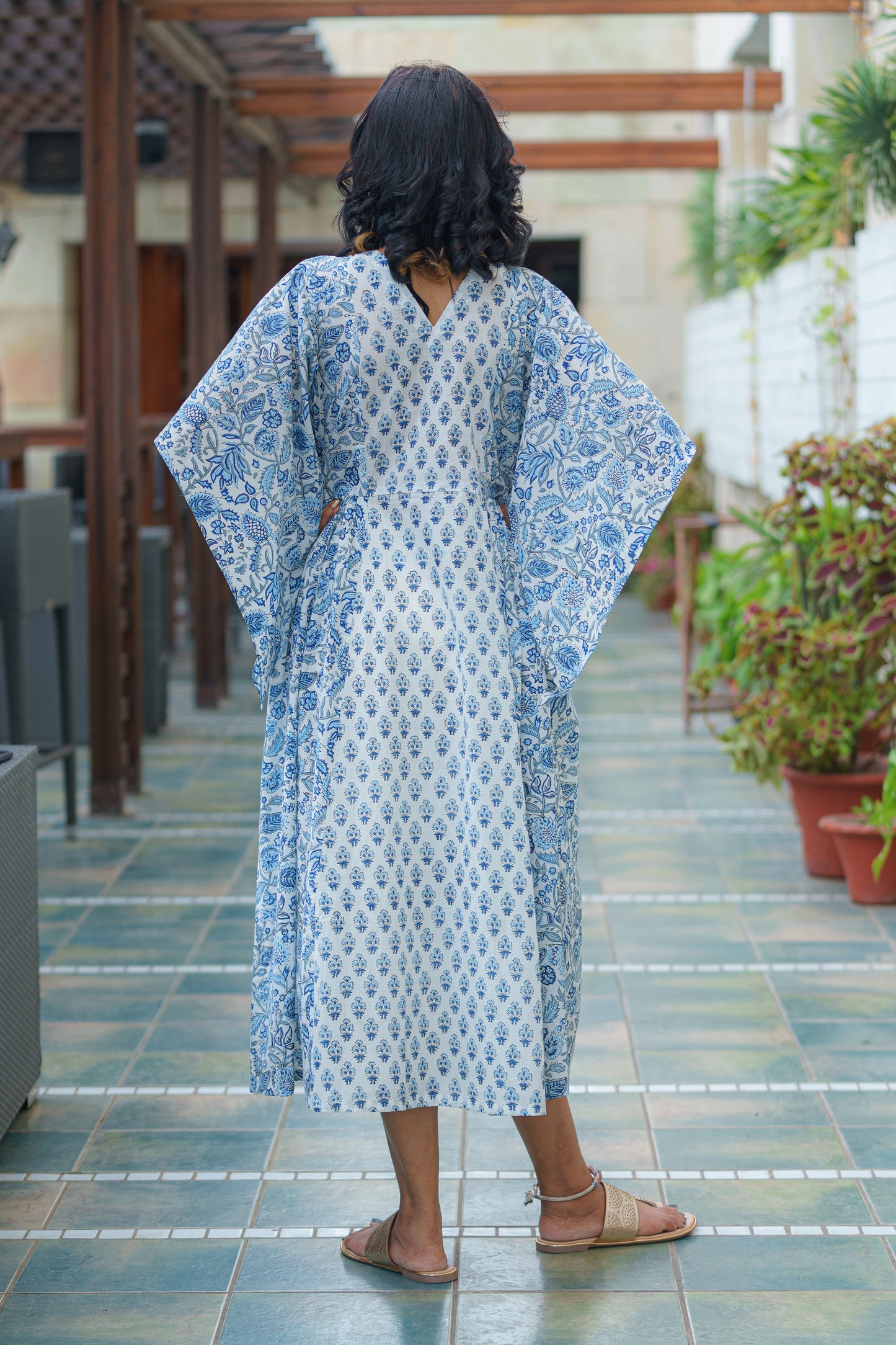 Serene Indigo Elegance Sanganeri Dress