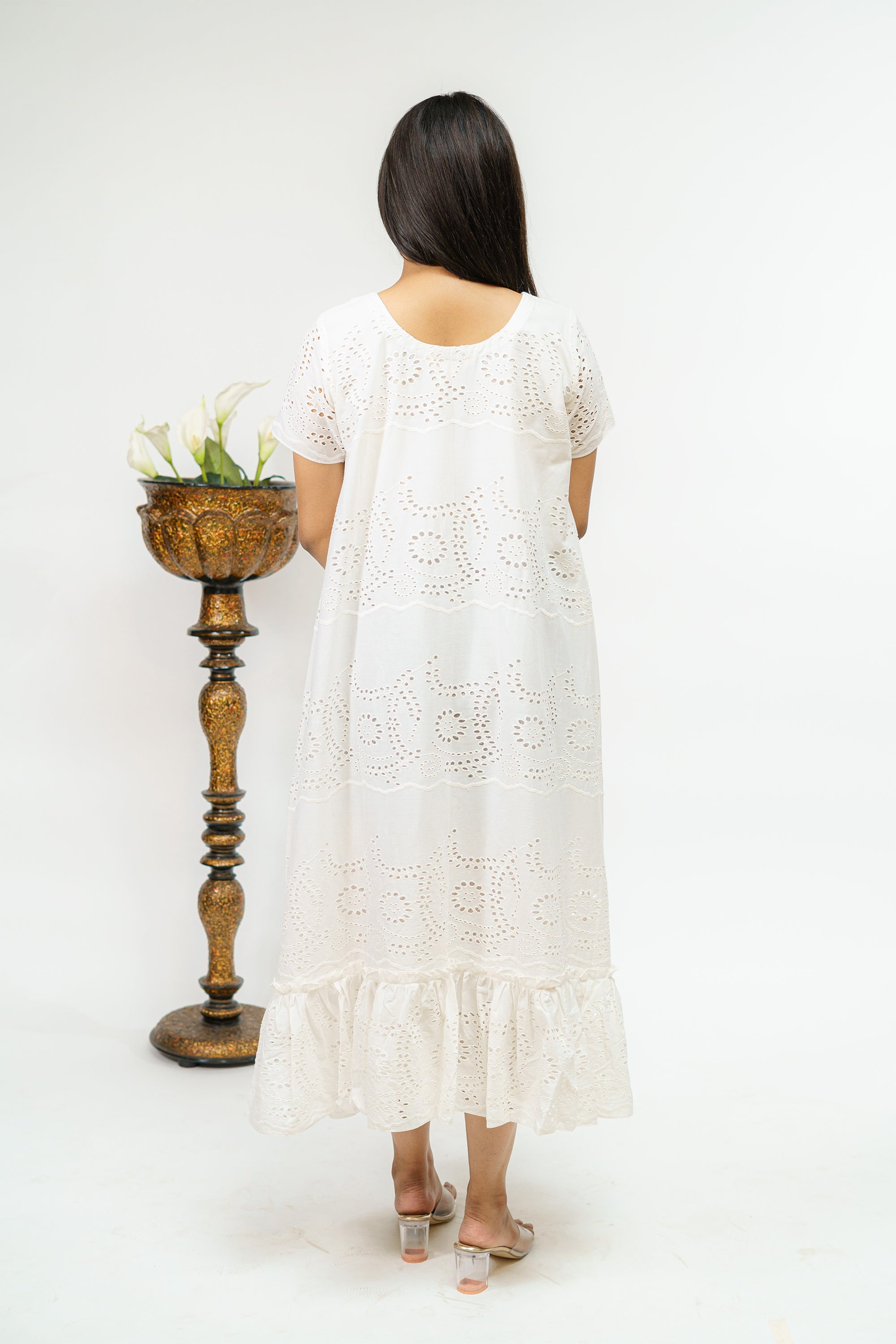 Beige Hakoba Inverted V Dress – Rever By Liya