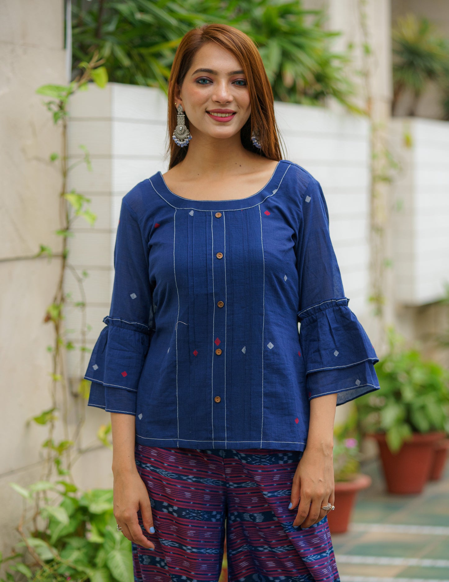 Moonlight Bliss Pleated Jamdani Short Kurti