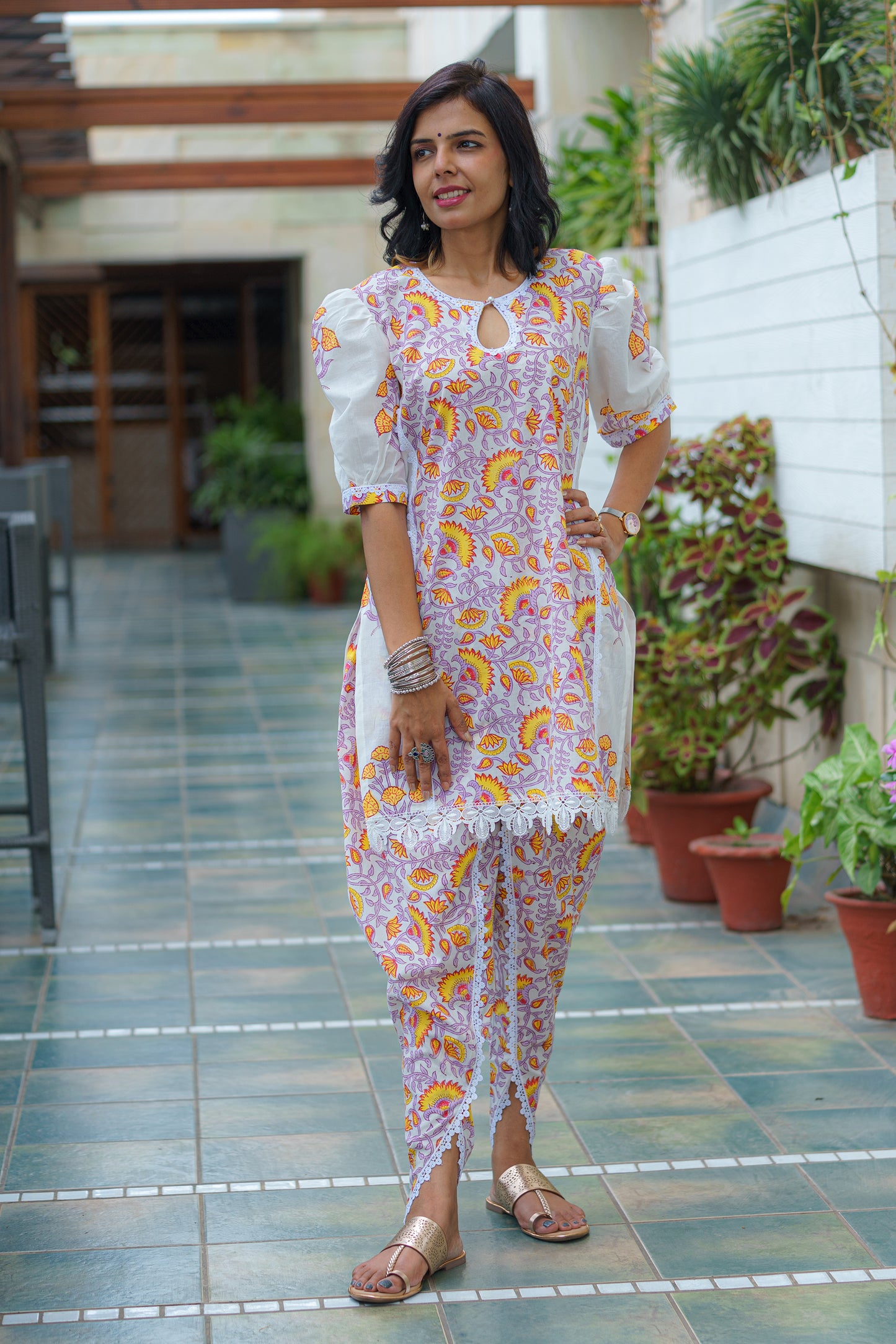 Harmonious Blooms Sanganeri Co-Ord with Tulip Pant