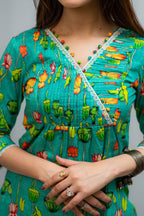 Lotus Pichwai Art Angrakha Style Kurta