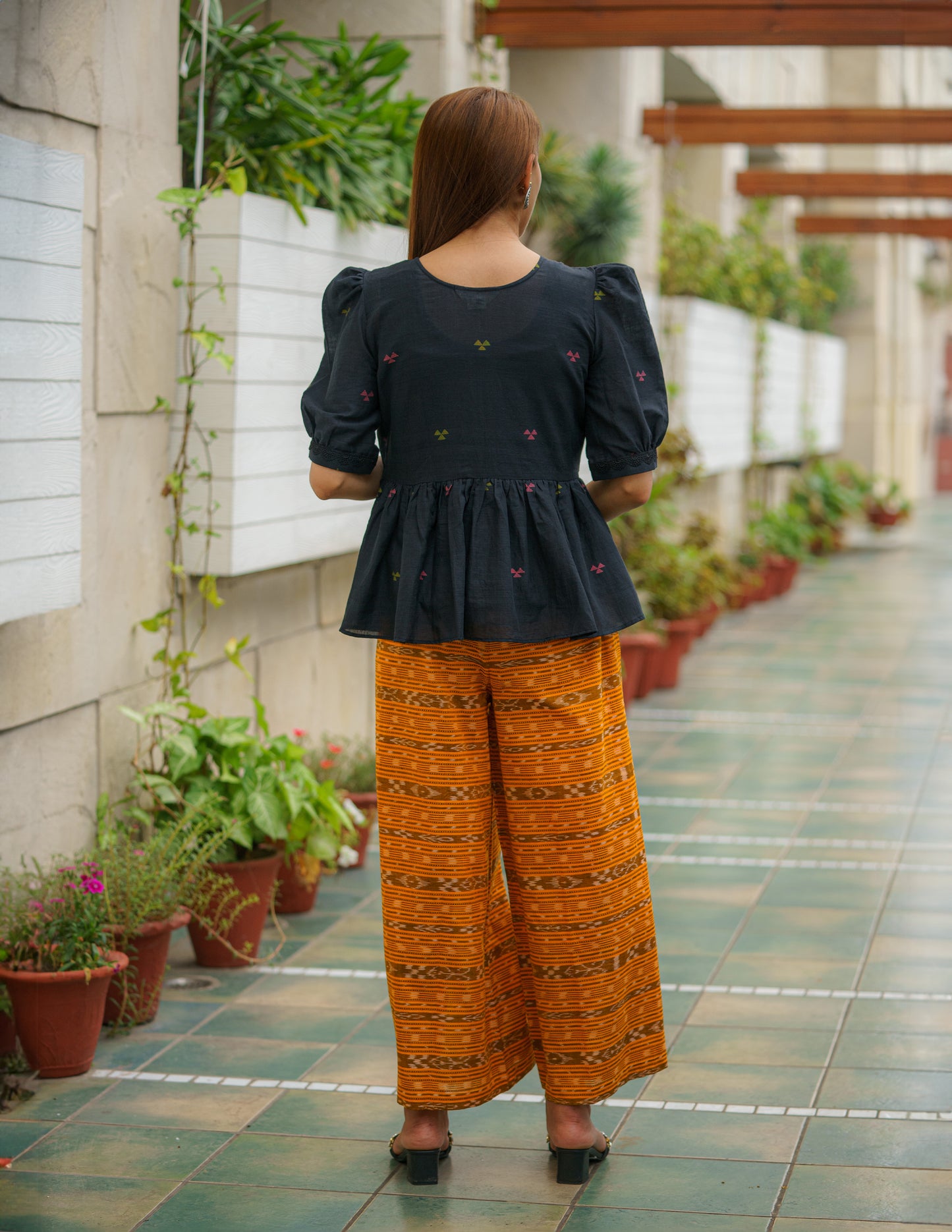 Midnight Spice Jamdani Ikkat Fusion Co-ord Set