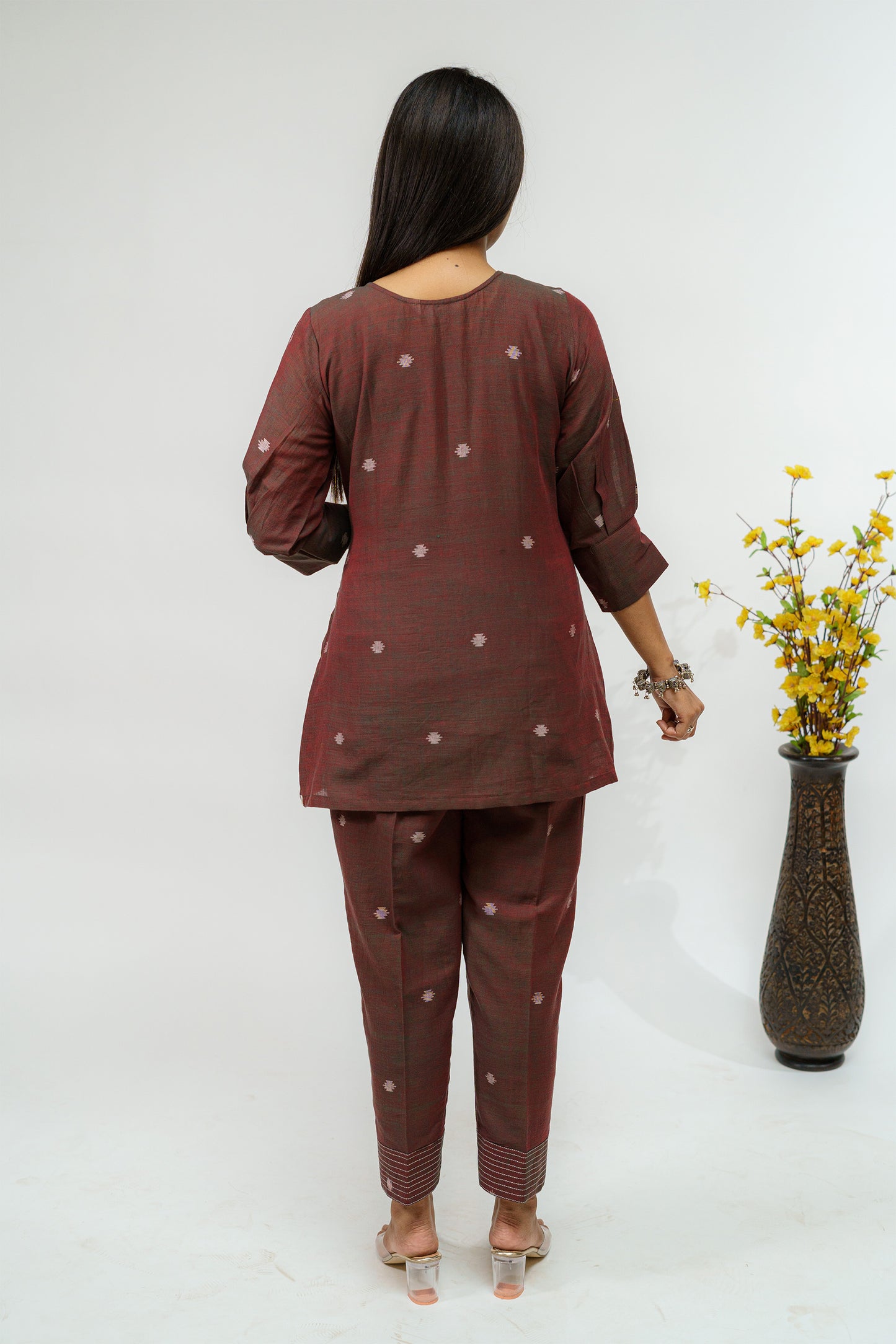 Gingerbread Jamdani Angrakha Style Co-ord Set