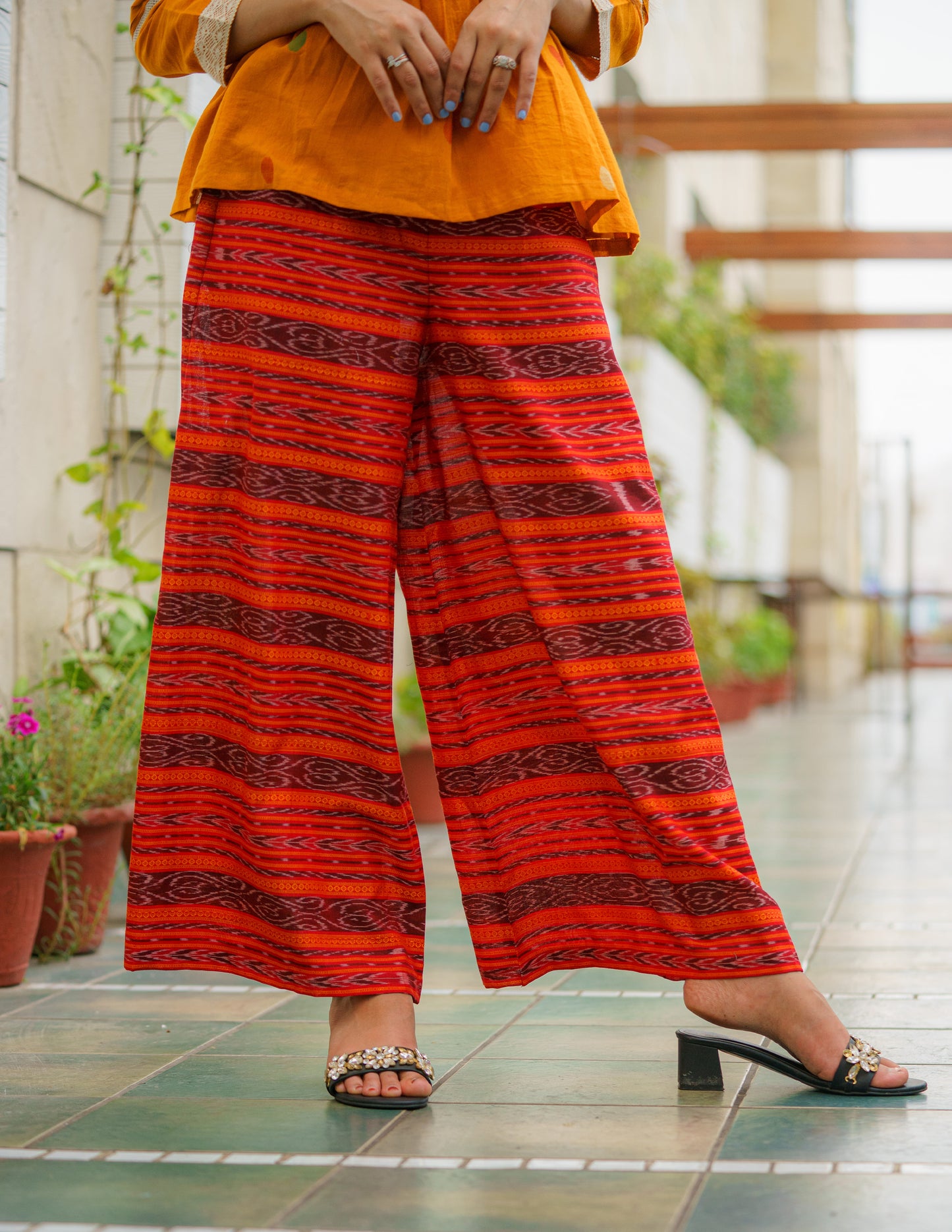 Red & Gold Symphony Jamdani Ikkat Fusion Co-ord Set