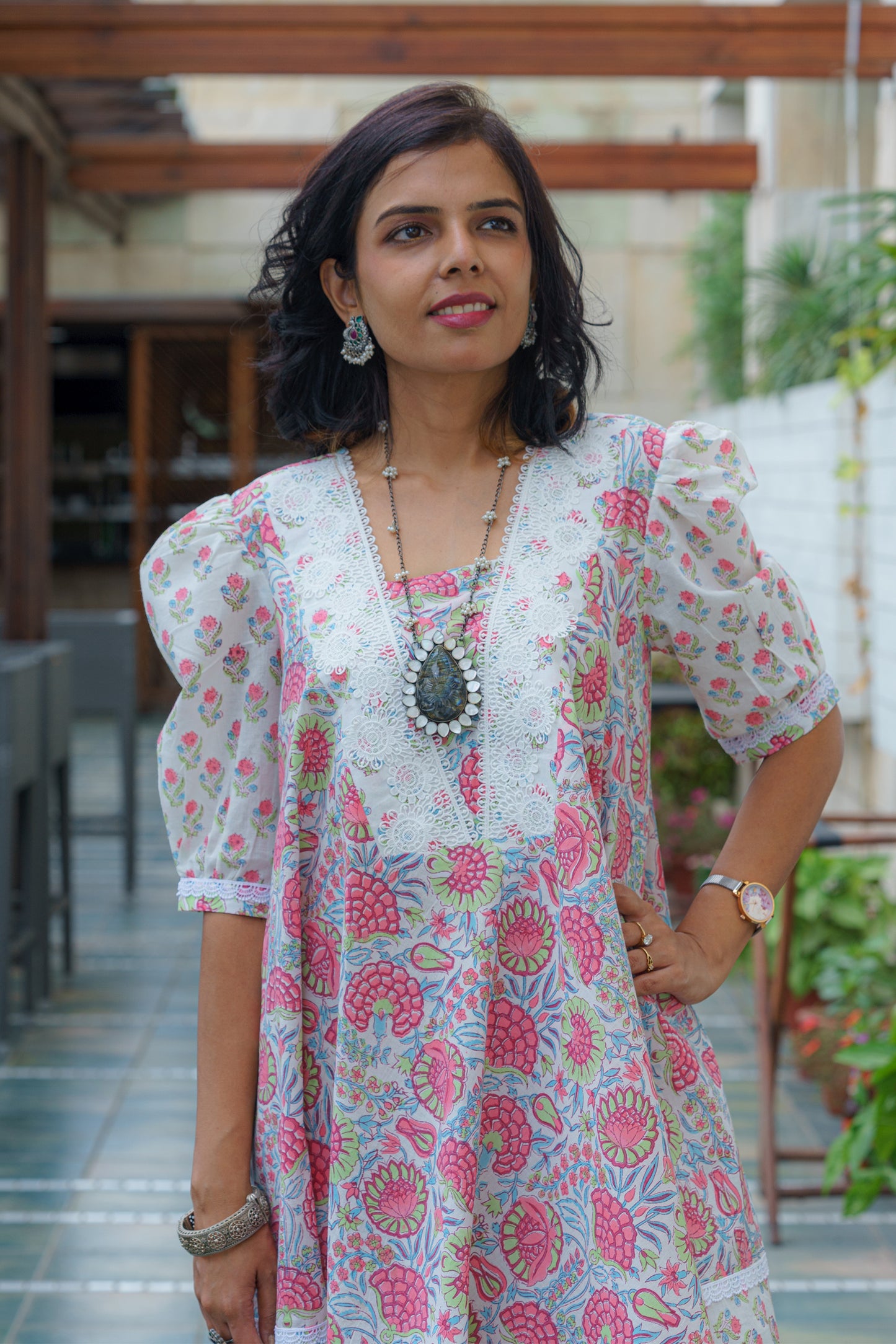 Graceful Sanganeri Floral Elegance Kurti