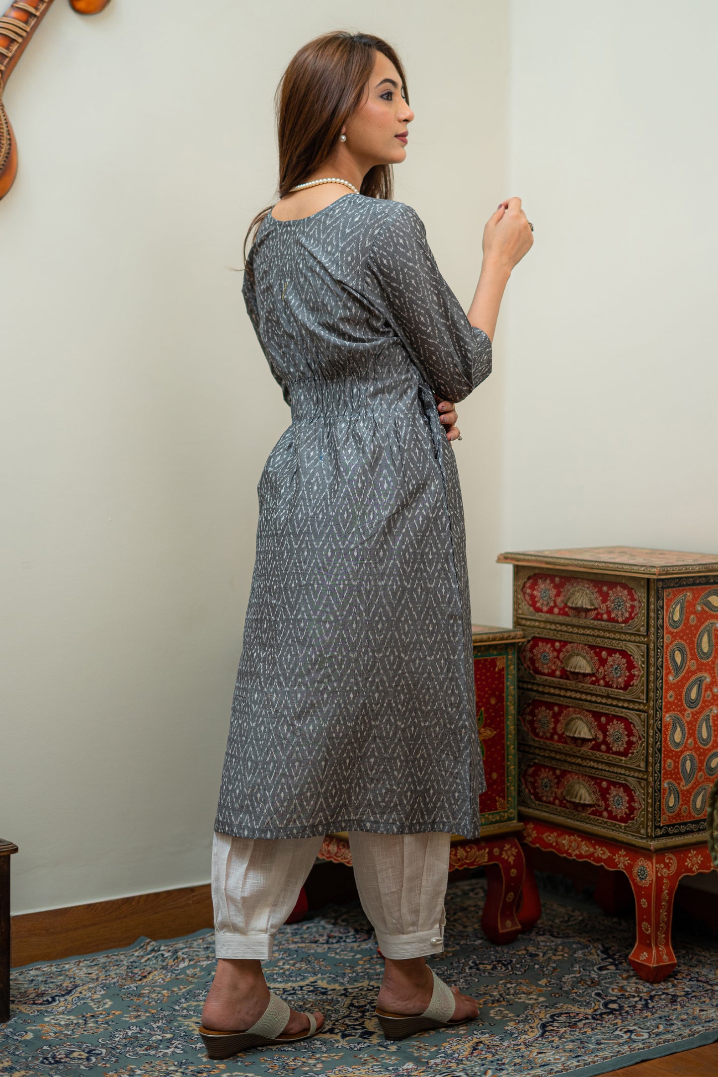 Dolphin Ikkat Waist Defining Kurta