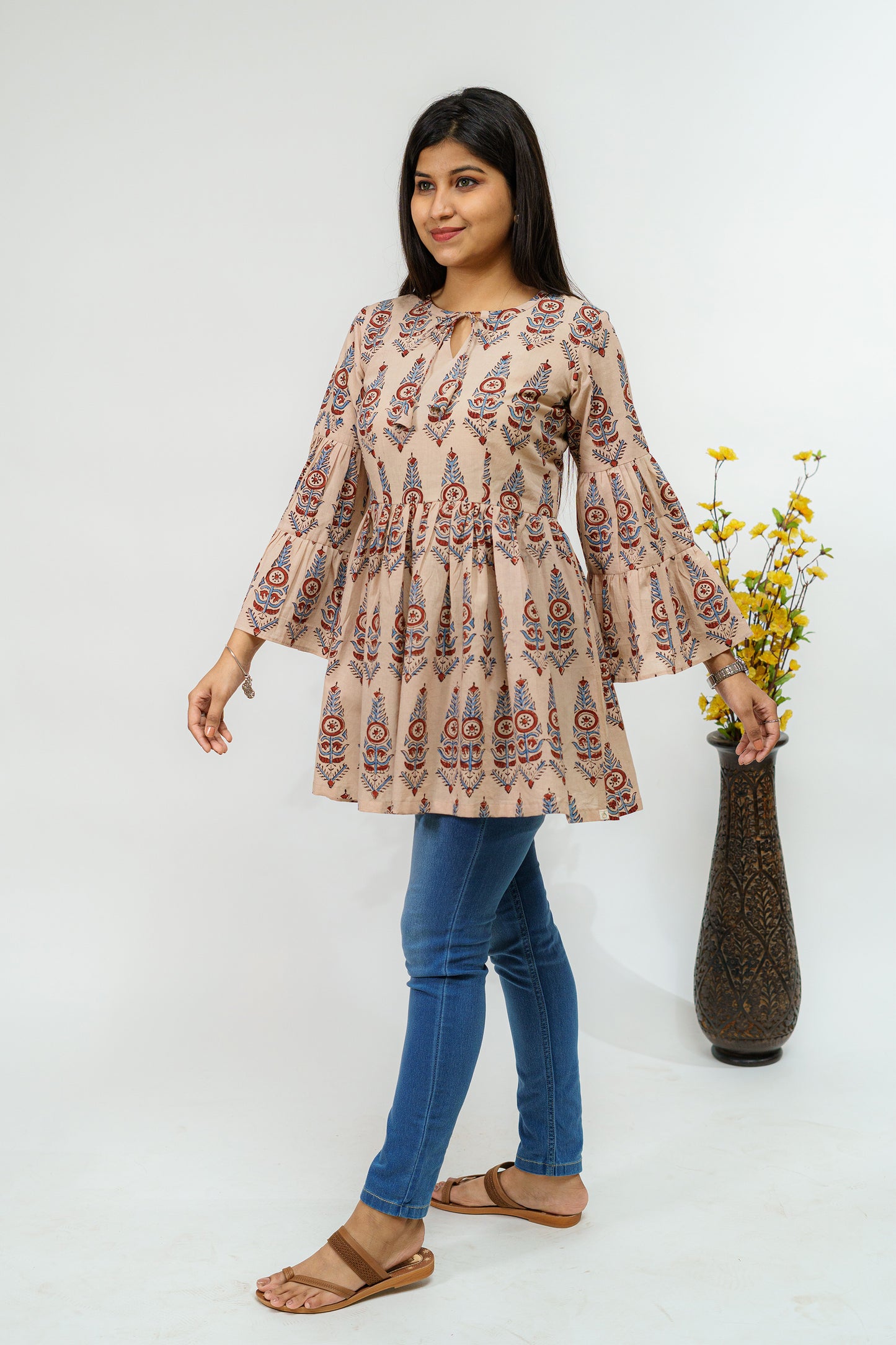 Iconic Ivory Ajrakh Short Kurti