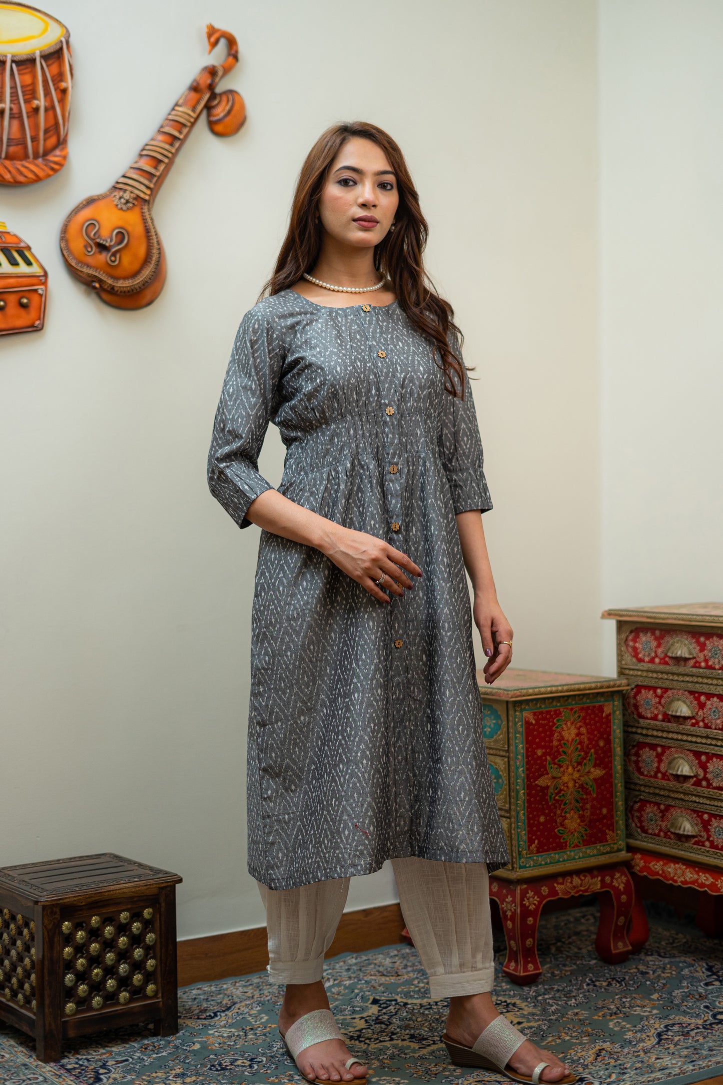 Dolphin Ikkat Waist Defining Kurta